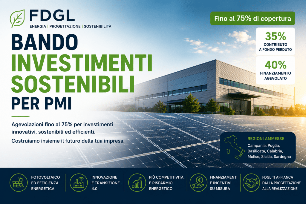 Bando Investimenti Sostenibili per PMI | Fino al 75% di Agevolazioni